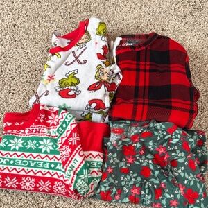 Kids Holiday Pajama Set - Red, Green, White